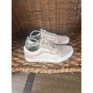 Vans Old Skool Pink White Suede Canvas Lace Up Sneakers Women